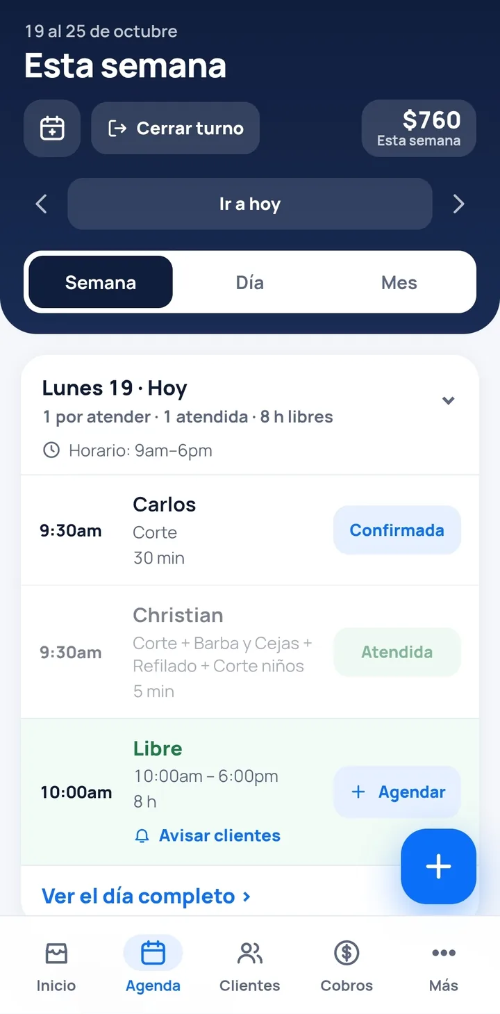 La agenda de una barbería en el celular