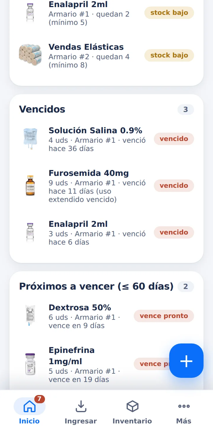 Lista de los lotes vencidos y por vencer en los próximos 60 días