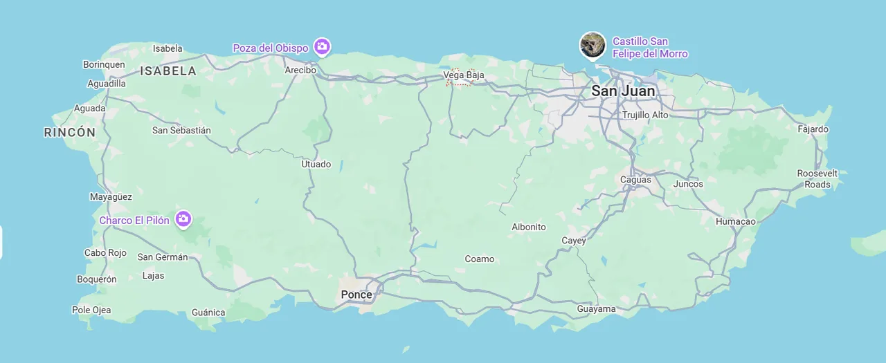 Mapa de Puerto Rico con el logo de NexusLogic en Vega Baja